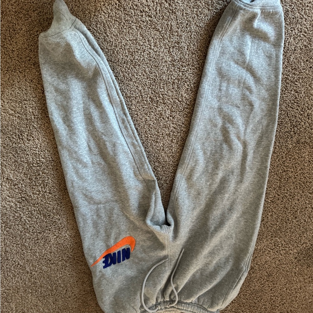 Nike Kids Gray and Orange Sweatpants